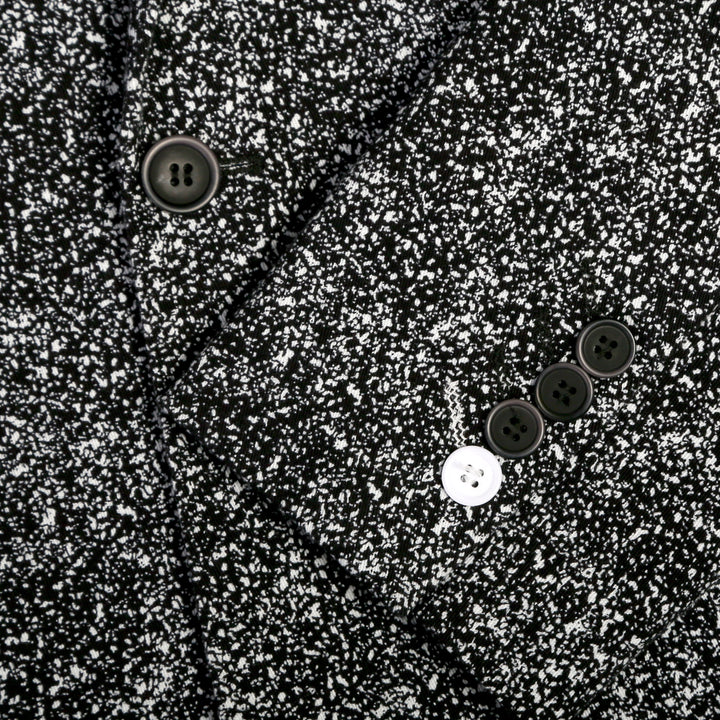 Chicago Slim Fit Black &amp; White Spotted Notch Lapel Suit - FHYINC best men&