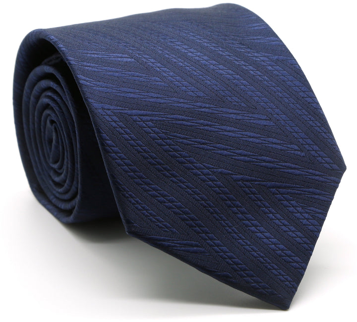 Mens Dads Classic Navy Geometric Pattern Business Casual Necktie &amp; Hanky Set IO-1 - FHYINC best men&
