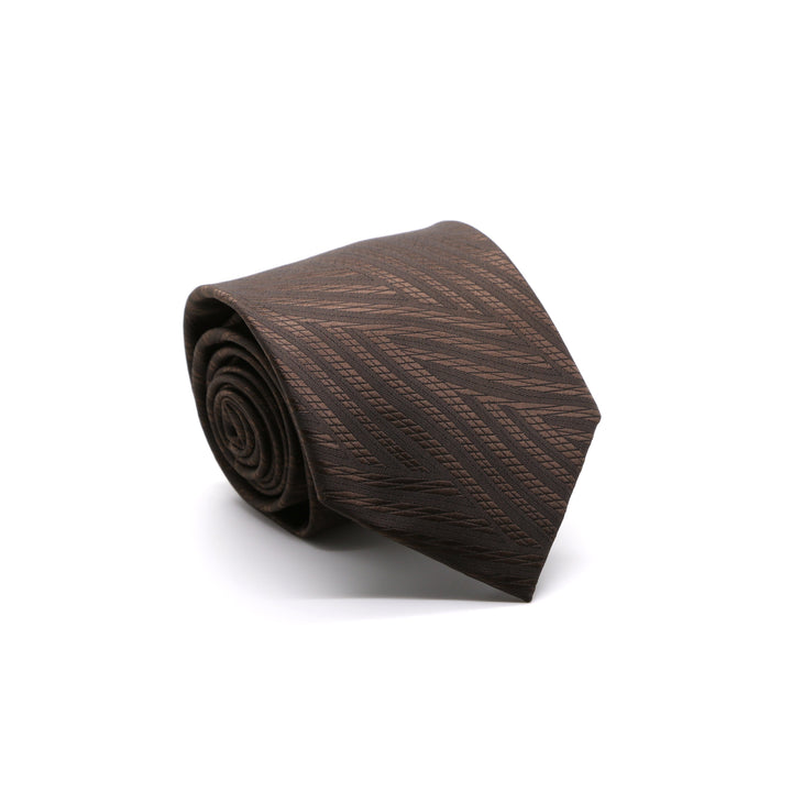Mens Dads Classic Brown Geometric Pattern Business Casual Necktie &amp; Hanky Set IO-2 - FHYINC best men&