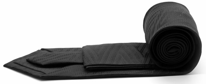 Mens Dads Classic Black Geometric Pattern Business Casual Necktie &amp; Hanky Set IO-3 - FHYINC best men&