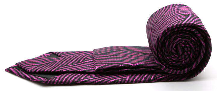 Mens Dads Classic Fuchsia Geometric Pattern Business Casual Necktie &amp; Hanky Set IO-5 - FHYINC best men&