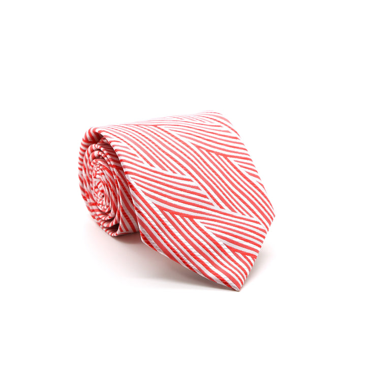 Mens Dads Classic Red Geometric Pattern Business Casual Necktie &amp; Hanky Set IO-6 - FHYINC best men&