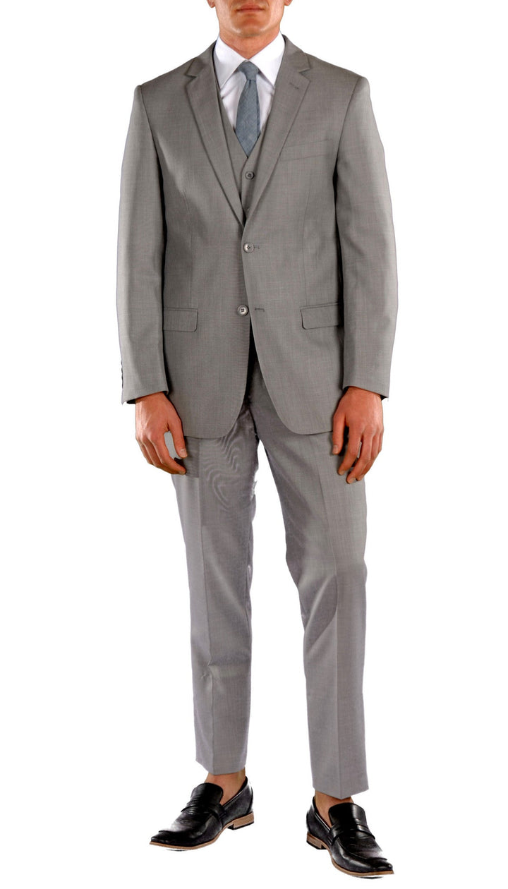 Light Grey Slim Fit Suit - 3PC - JAX - FHYINC best men&