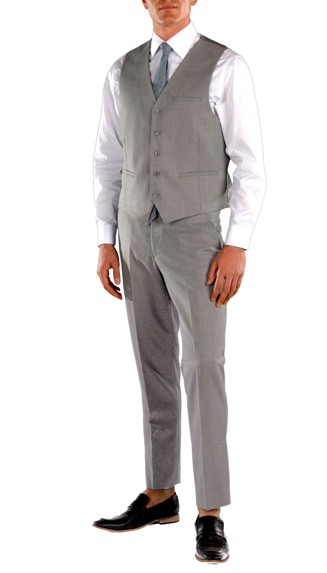 Light Grey Slim Fit Suit - 3PC - JAX - FHYINC best men&
