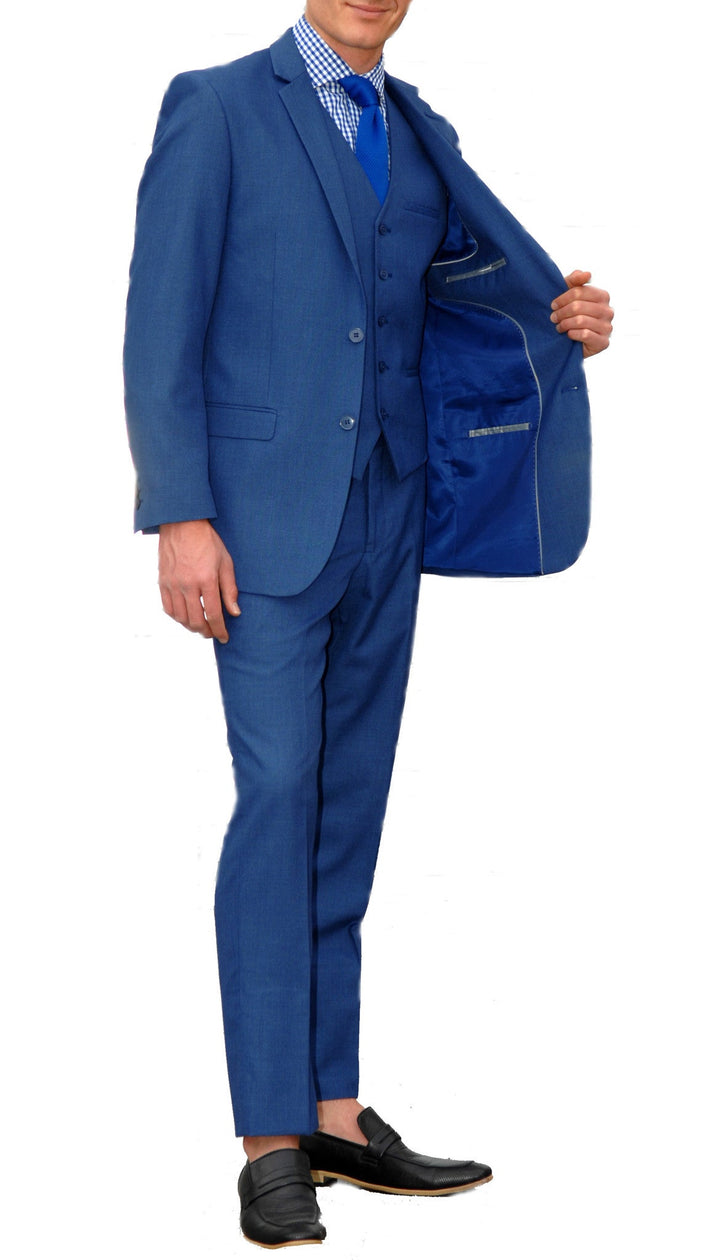 New Blue Slim Fit Suit - 3PC - JAX - FHYINC best men&