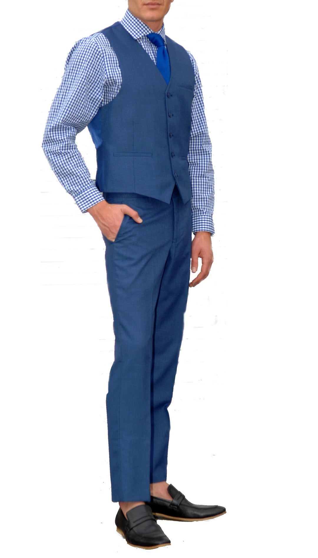 New Blue Slim Fit Suit - 3PC - JAX - FHYINC best men&