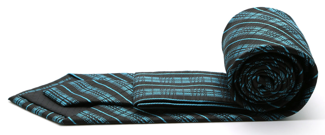 Mens Dads Classic Turquoise Striped Pattern Business Casual Necktie &amp; Hanky Set JO-11 - FHYINC best men&