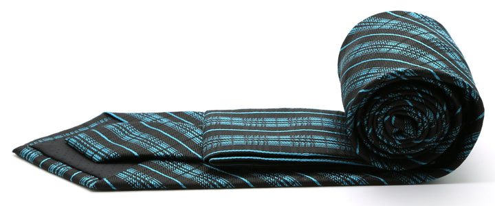 Mens Dads Classic Turquoise Striped Pattern Business Casual Necktie &amp; Hanky Set JO-11 - FHYINC best men&