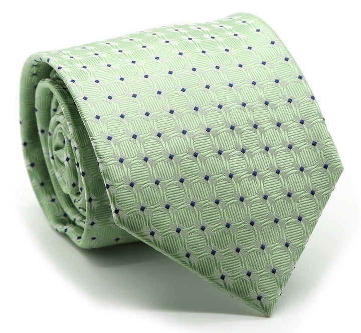 Mens Dads Classic Green Geometric Pattern Business Casual Necktie &amp; Hanky Set K-2 - FHYINC best men&