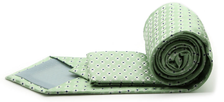 Mens Dads Classic Green Geometric Pattern Business Casual Necktie &amp; Hanky Set K-2 - FHYINC best men&