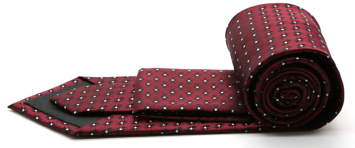 Mens Dads Classic Red Geometric Pattern Business Casual Necktie &amp; Hanky Set K-6 - FHYINC best men&