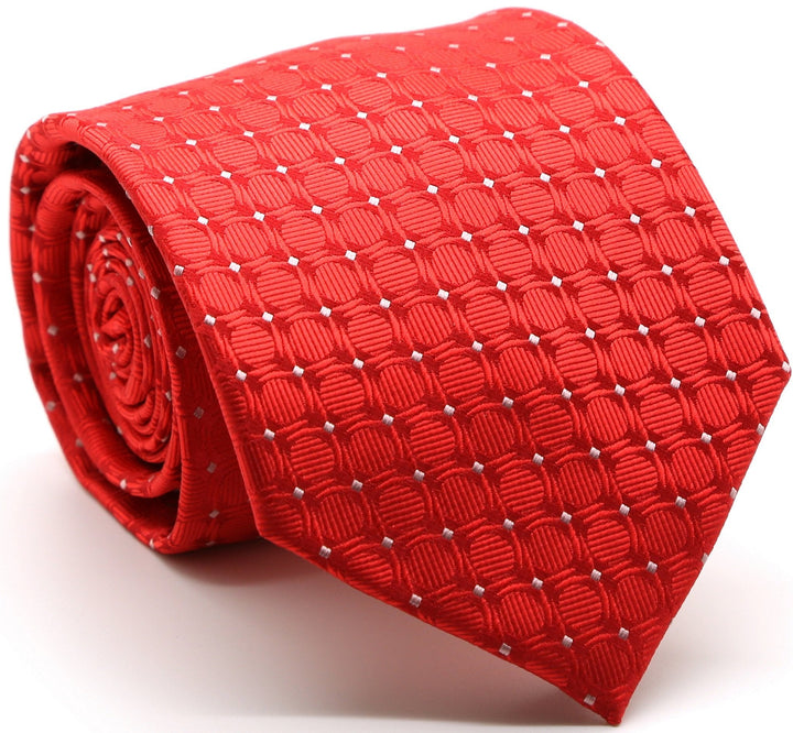 Mens Dads Classic Red Geometric Pattern Business Casual Necktie &amp; Hanky Set K-8 - FHYINC best men&