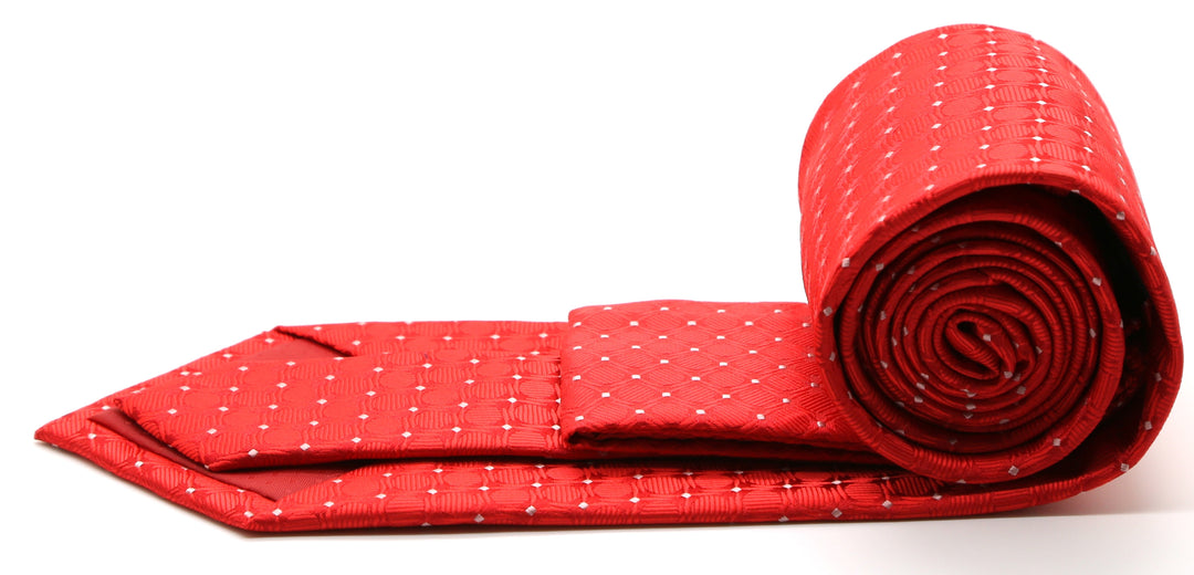 Mens Dads Classic Red Geometric Pattern Business Casual Necktie &amp; Hanky Set K-8 - FHYINC best men&
