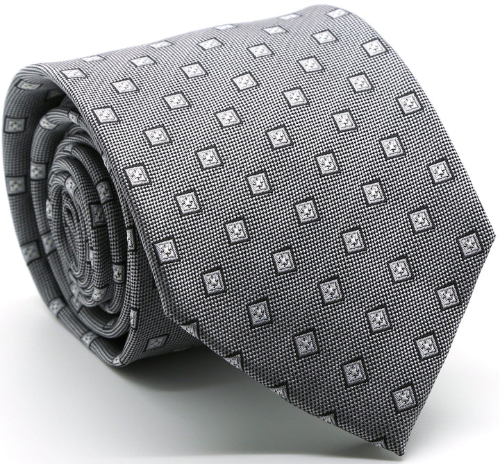 Mens Dads Classic Grey Geometric Pattern Business Casual Necktie &amp; Hanky Set KO-3 - FHYINC best men&