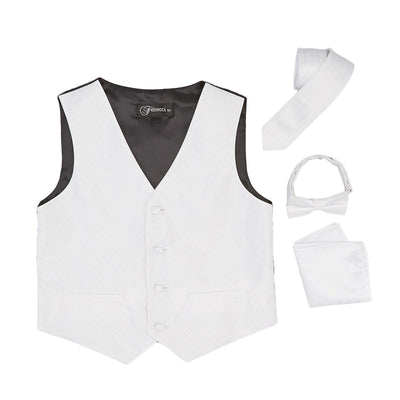 Premium Boys Off White Diamond Vest 300 Set - FHYINC