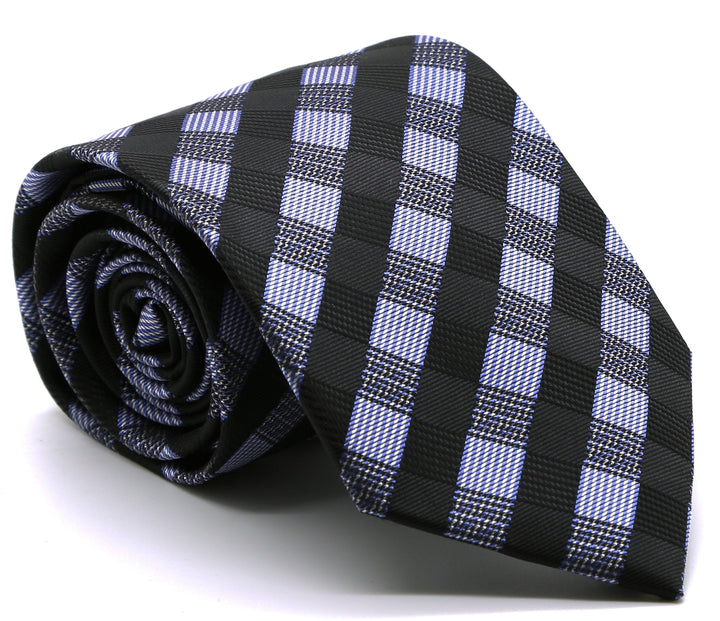 Mens Dads Classic Navy Stripe Pattern Business Casual Necktie &amp; Hanky Set L-6 - FHYINC best men&