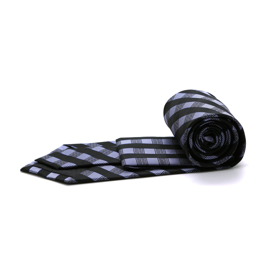 Mens Dads Classic Navy Stripe Pattern Business Casual Necktie &amp; Hanky Set L-6 - FHYINC best men&