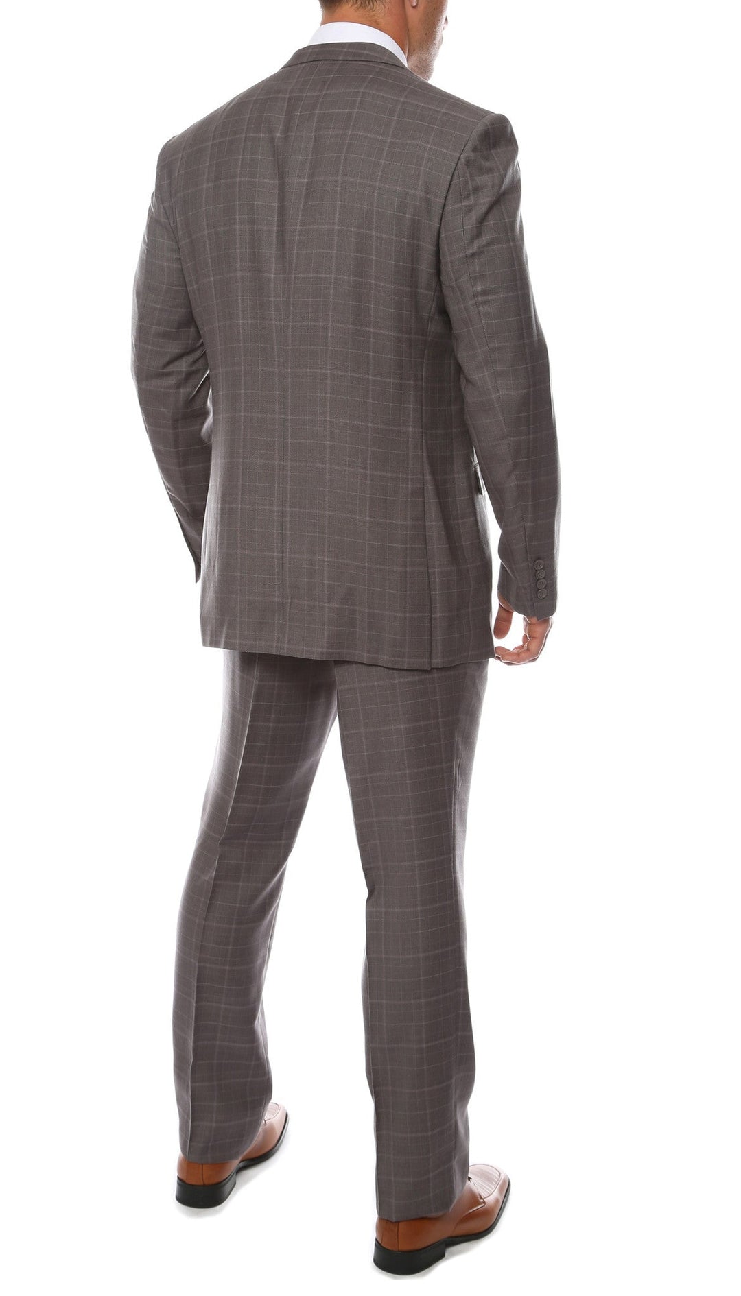 Lazio Charcoal 3pc Vested Slim Fit Plaid Suit - FHYINC best men&