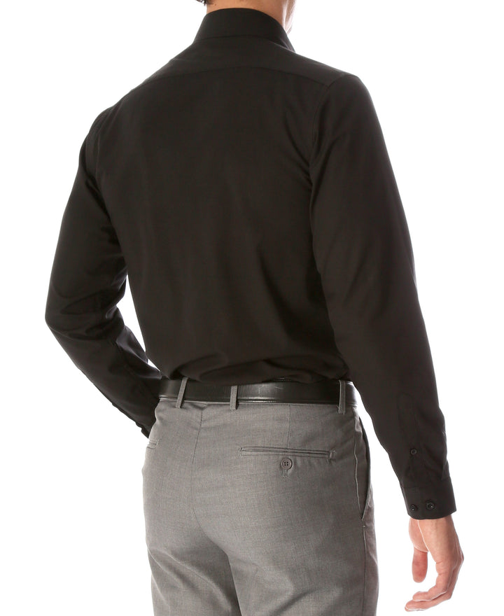 Leo Mens Black Slim Fit Cotton Dress Shirt - FHYINC best men&