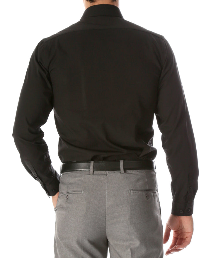 Leo Mens Black Slim Fit Cotton Dress Shirt - FHYINC best men&