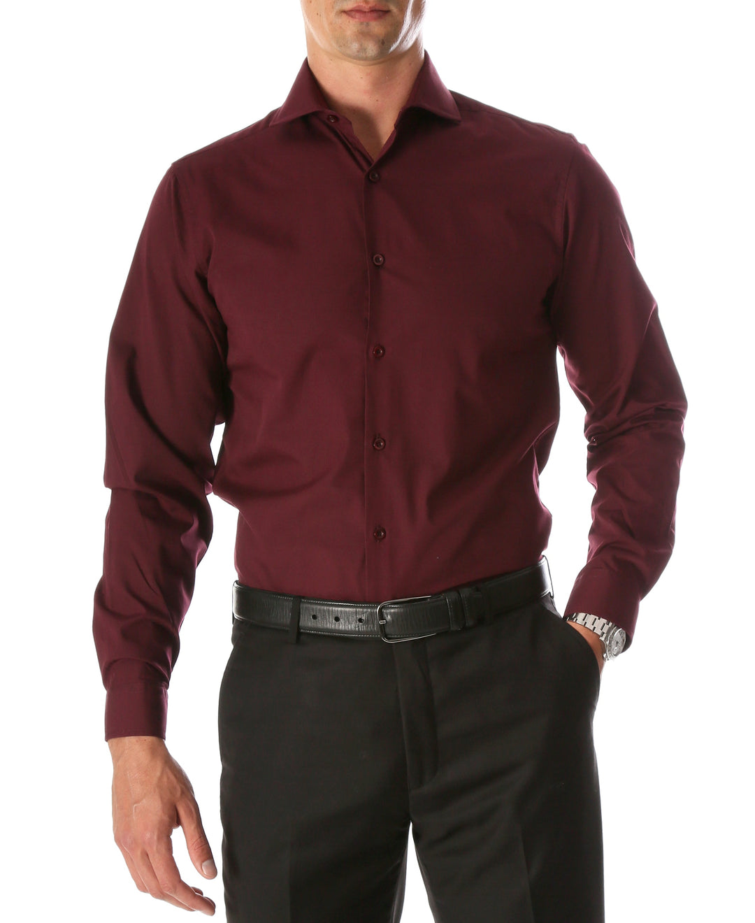 mens burgundy button down dress shirt Ash & Erie Heather Burgundy Button-Down Shirt for Short Men Heather Burgundy / XXL / Standard