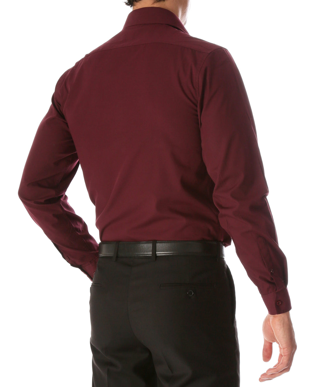 Leo Mens Burgundy Slim Fit Cotton Dress Shirt - FHYINC best men&