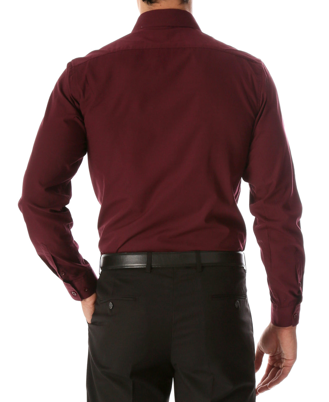 Leo Mens Burgundy Slim Fit Cotton Dress Shirt 17.5 XL 34-35
