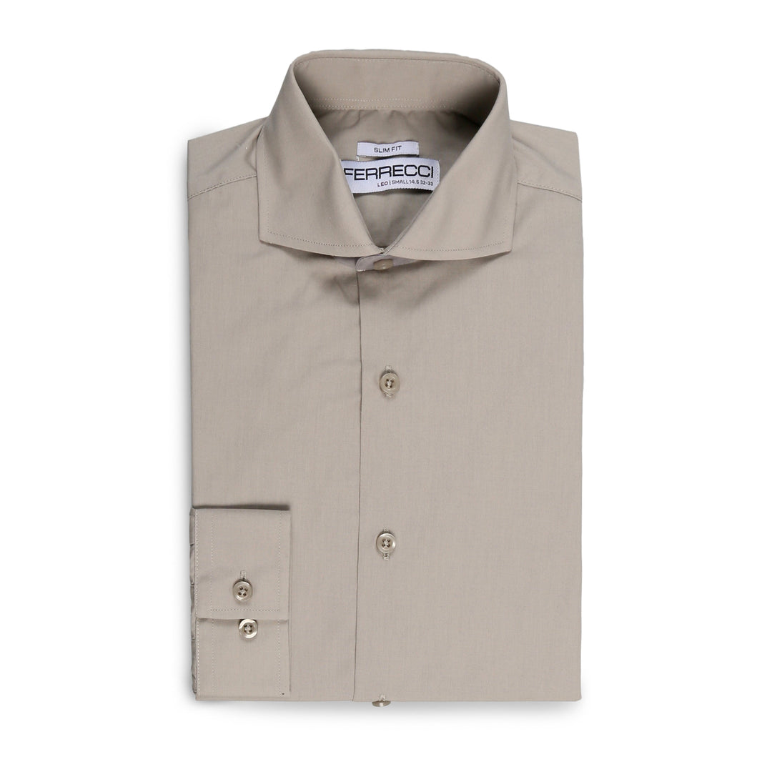 Leo Mens Grey Slim Fit Cotton Dress Shirt - FHYINC best men&