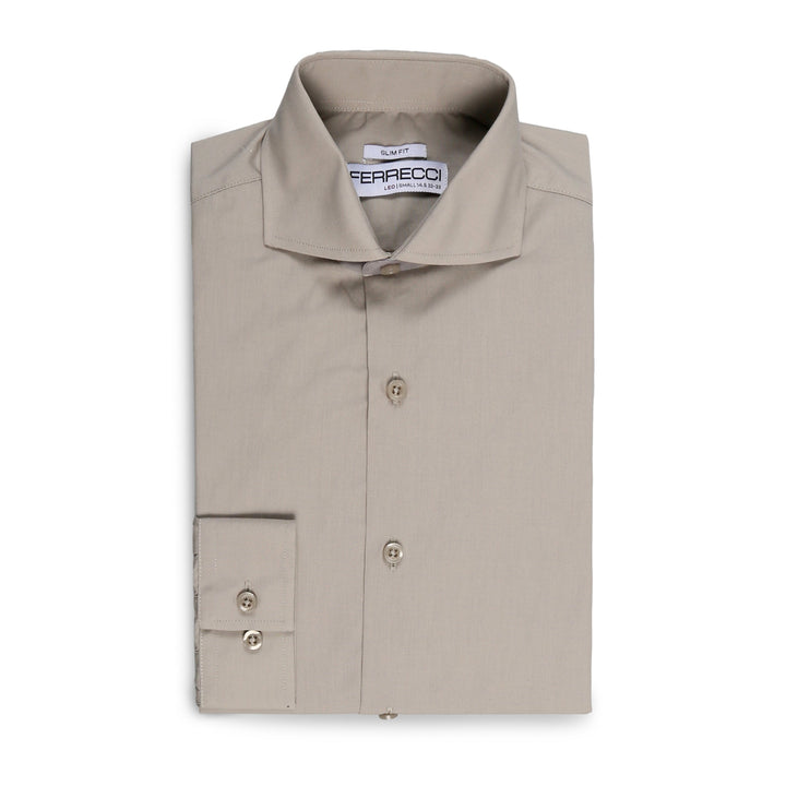 Leo Mens Grey Slim Fit Cotton Dress Shirt - FHYINC best men&