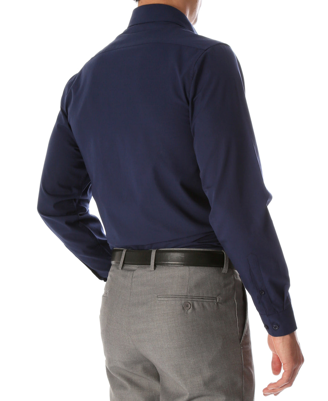Leo Mens Navy Slim Fit Cotton Dress Shirt - FHYINC best men&