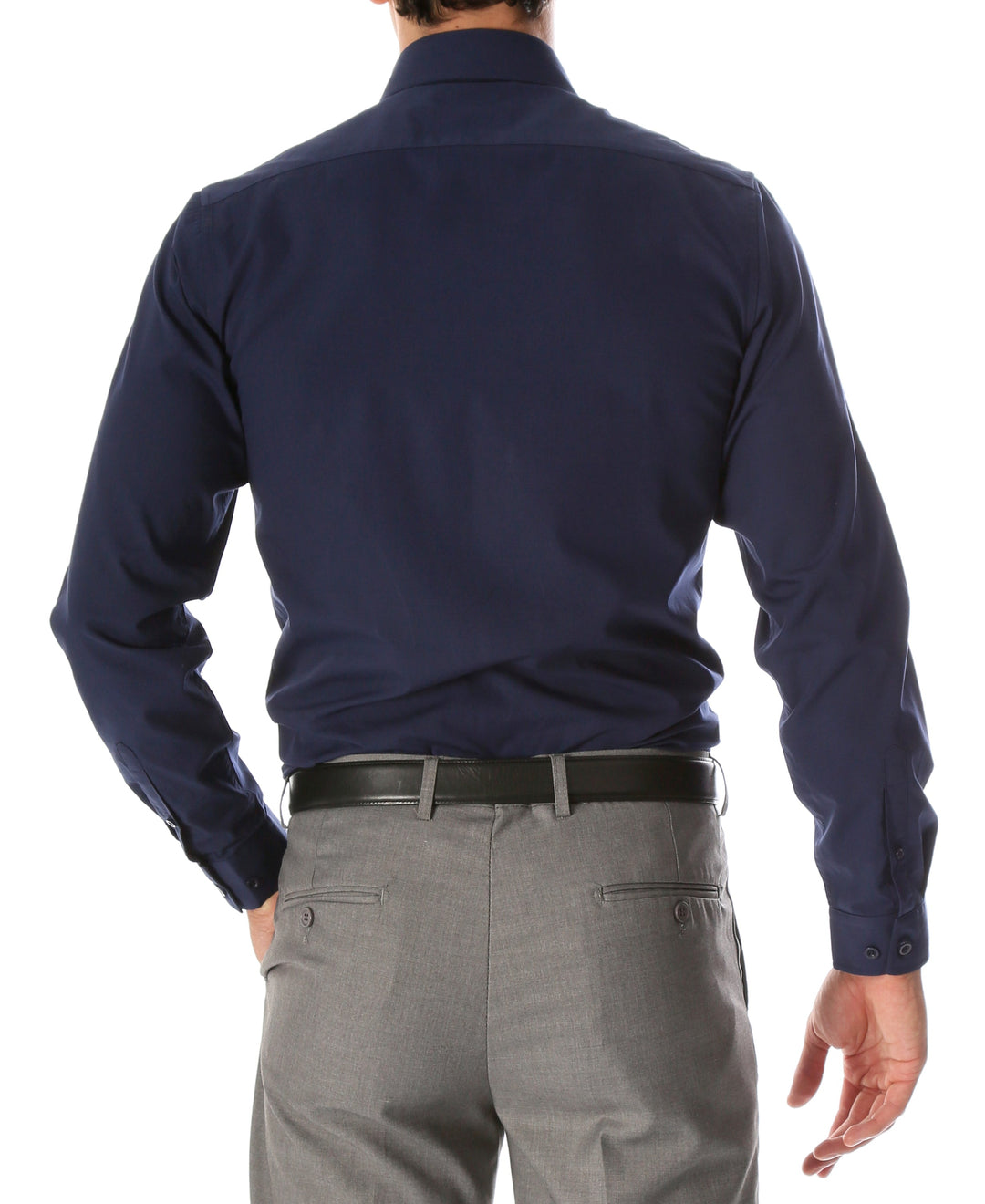 Leo Mens Navy Slim Fit Cotton Dress Shirt - FHYINC best men&