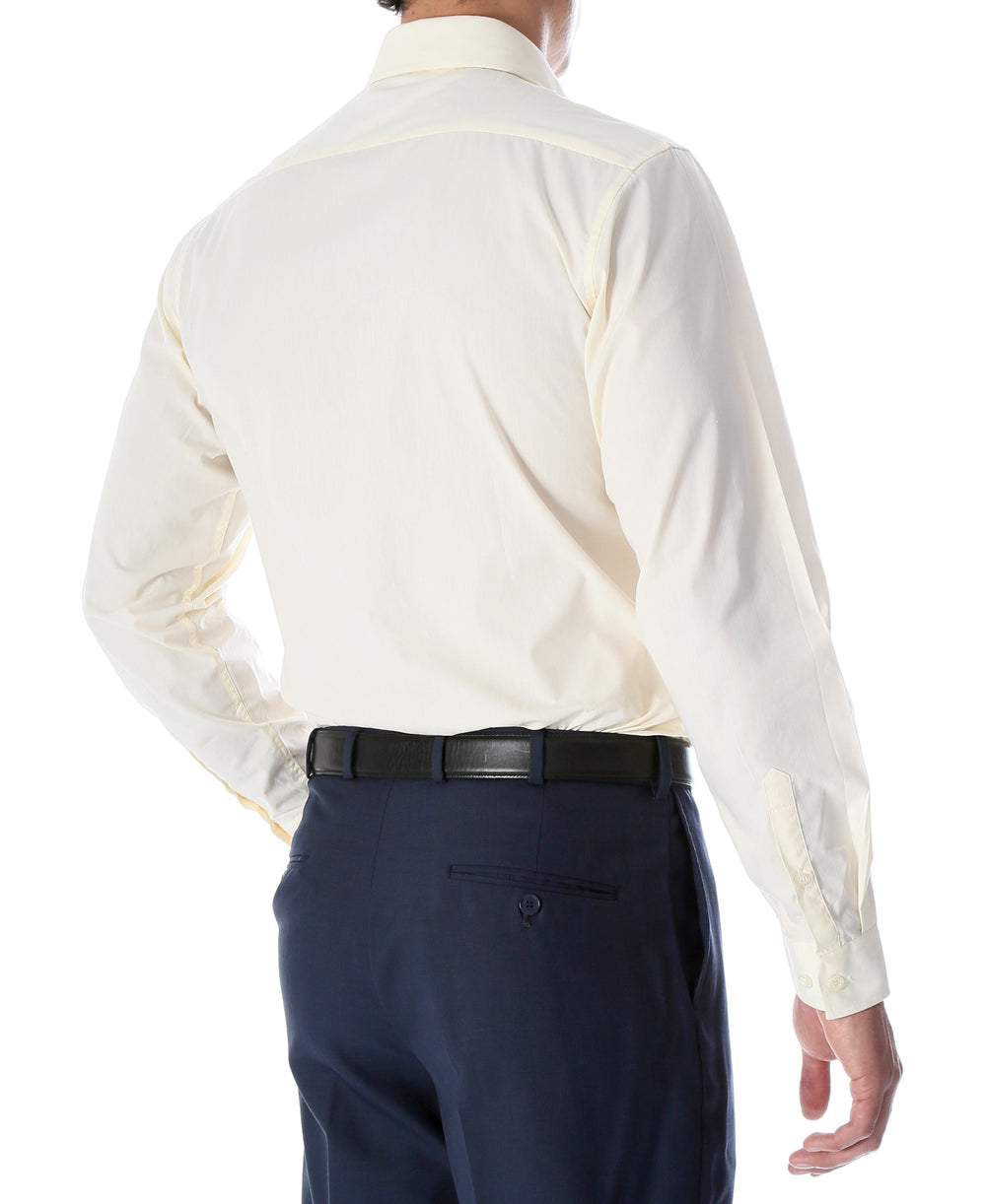 Leo Mens Off White Slim Fit Cotton Dress Shirt - FHYINC best men's suits, tuxedos, formal men's wear wholesale