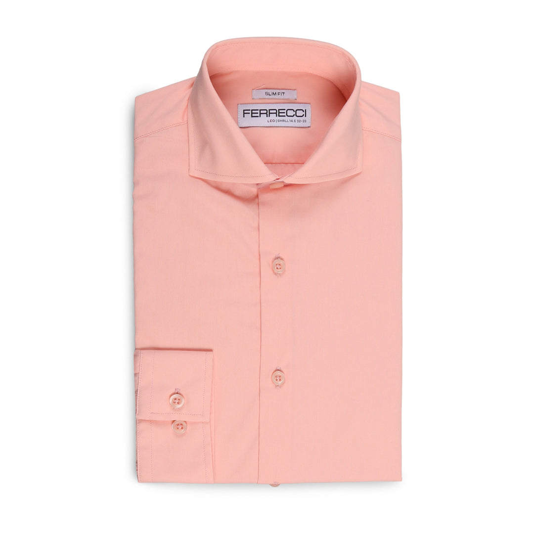Leo Mens Pink Slim Fit Cotton Dress Shirt - FHYINC best men&