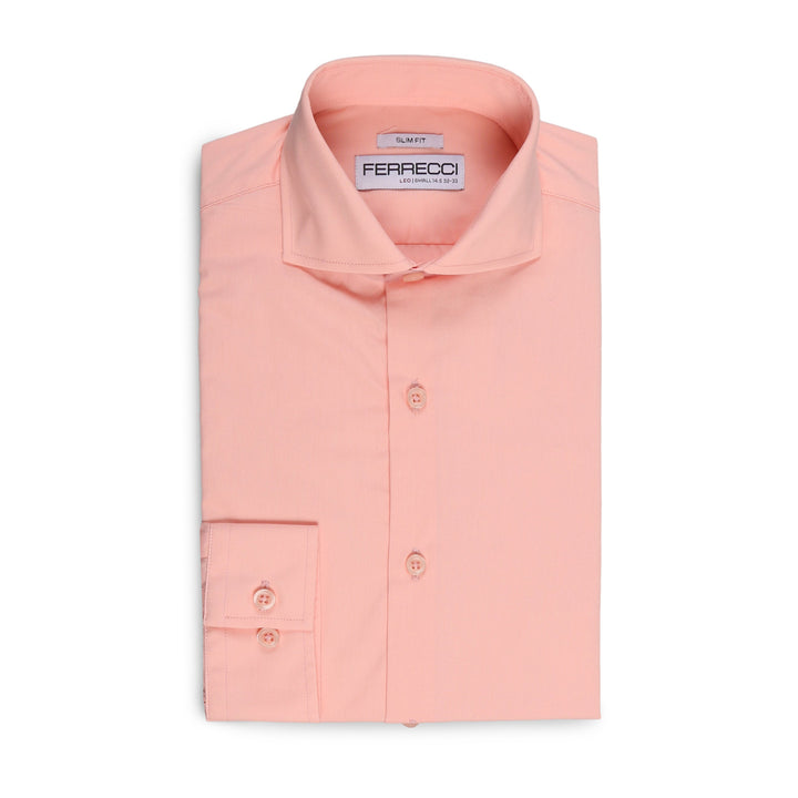 Leo Mens Pink Slim Fit Cotton Dress Shirt - FHYINC best men&
