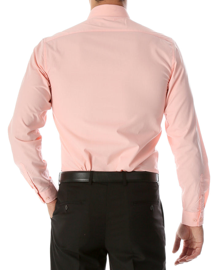 Leo Mens Pink Slim Fit Cotton Dress Shirt - FHYINC best men&
