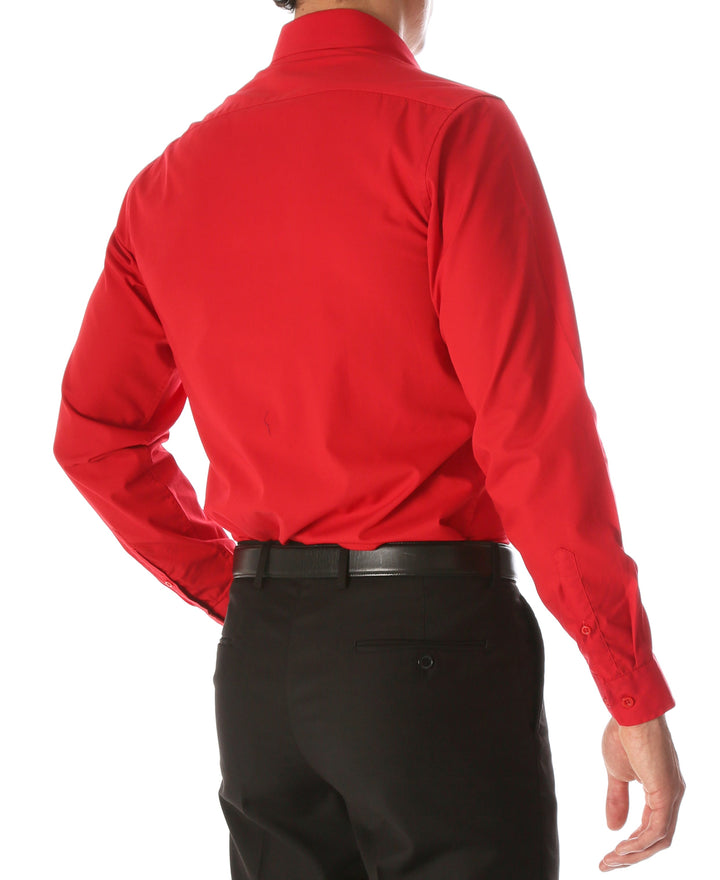 Leo Mens Red Slim Fit Cotton Dress Shirt - FHYINC best men&