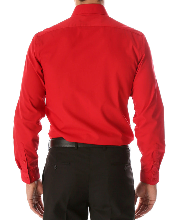Leo Mens Red Slim Fit Cotton Dress Shirt - FHYINC best men&
