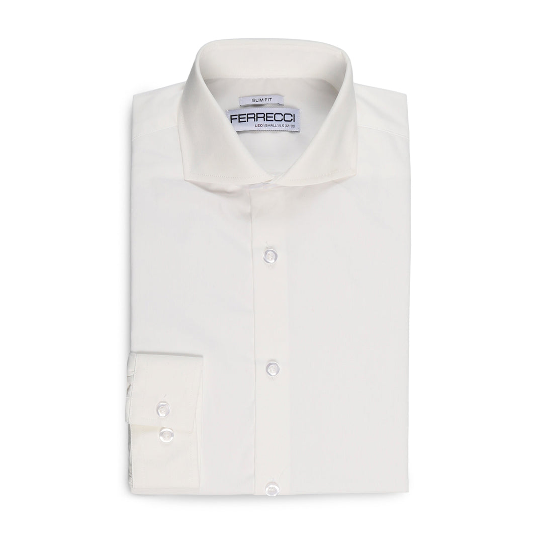 Leo Mens Slim Fit Snow White Dress Shirt - FHYINC best men&