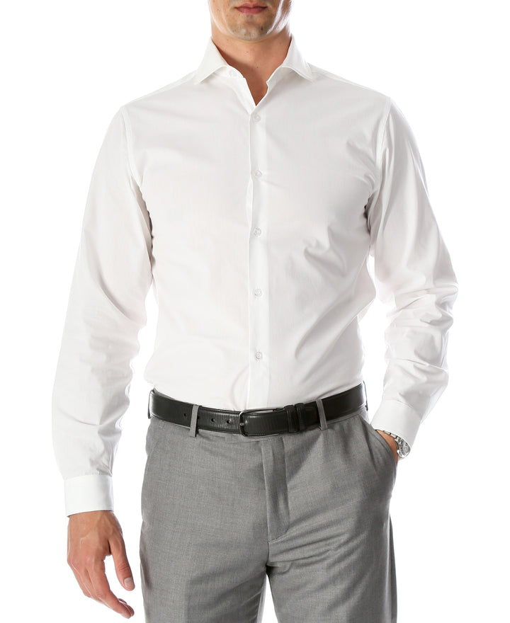 Leo Mens Slim Fit Snow White Dress Shirt - FHYINC best men&