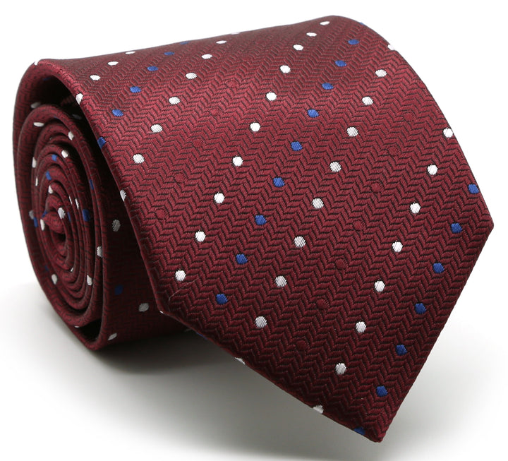 Mens Dads Classic Red Geometric Pattern Business Casual Necktie &amp; Hanky Set LO-5 - FHYINC best men&