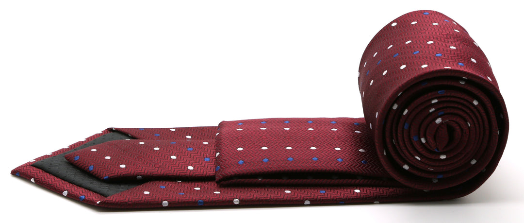 Mens Dads Classic Red Geometric Pattern Business Casual Necktie &amp; Hanky Set LO-5 - FHYINC best men&