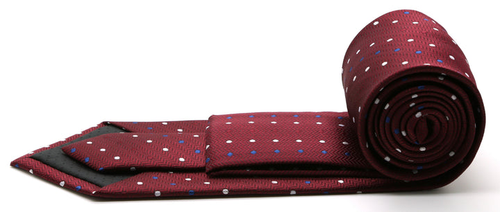 Mens Dads Classic Red Geometric Pattern Business Casual Necktie &amp; Hanky Set LO-5 - FHYINC best men&