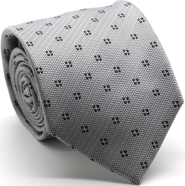 Mens Dads Classic Grey Geometric Pattern Business Casual Necktie &amp; Hanky Set LO-7 - FHYINC best men&