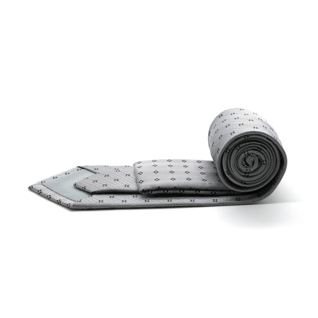 Mens Dads Classic Grey Geometric Pattern Business Casual Necktie &amp; Hanky Set LO-7 - FHYINC best men&