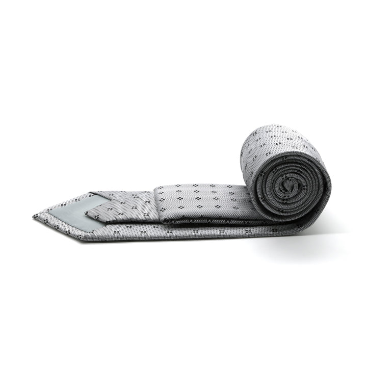 Mens Dads Classic Grey Geometric Pattern Business Casual Necktie &amp; Hanky Set LO-7 - FHYINC best men&