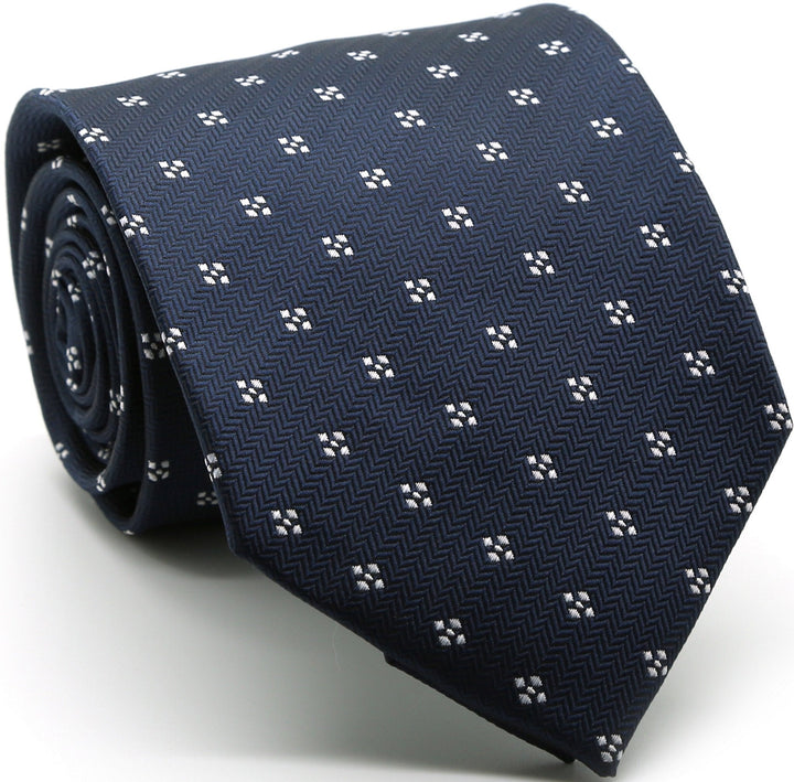 Mens Dads Classic Navy Geometric Pattern Business Casual Necktie &amp; Hanky Set LO-8 - FHYINC best men&
