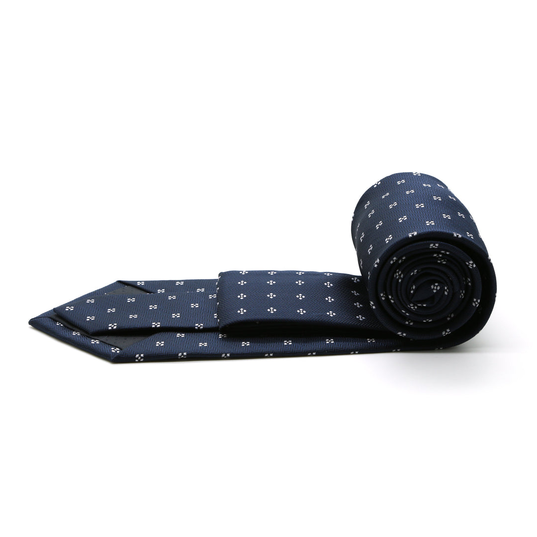 Mens Dads Classic Navy Geometric Pattern Business Casual Necktie &amp; Hanky Set LO-8 - FHYINC best men&