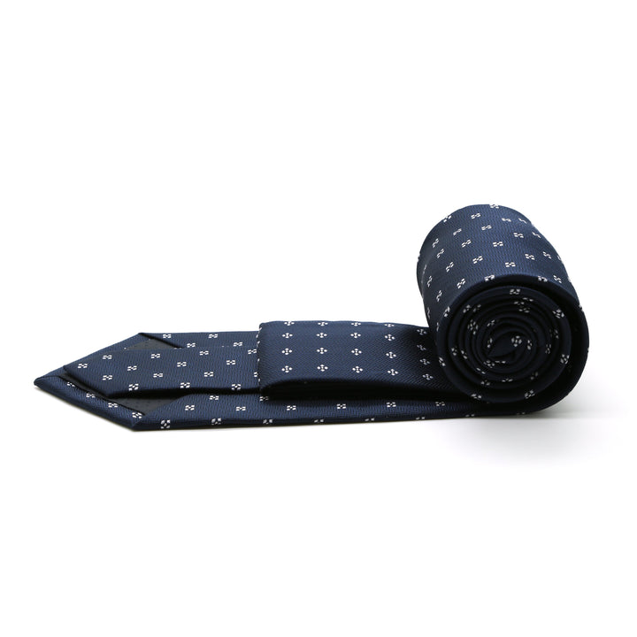Mens Dads Classic Navy Geometric Pattern Business Casual Necktie &amp; Hanky Set LO-8 - FHYINC best men&