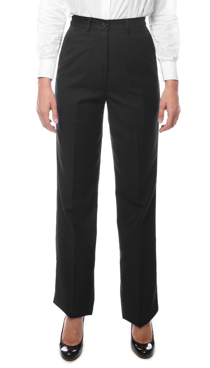 Womens A201 Black Elastic Waistband Dress Pants - FHYINC best men&