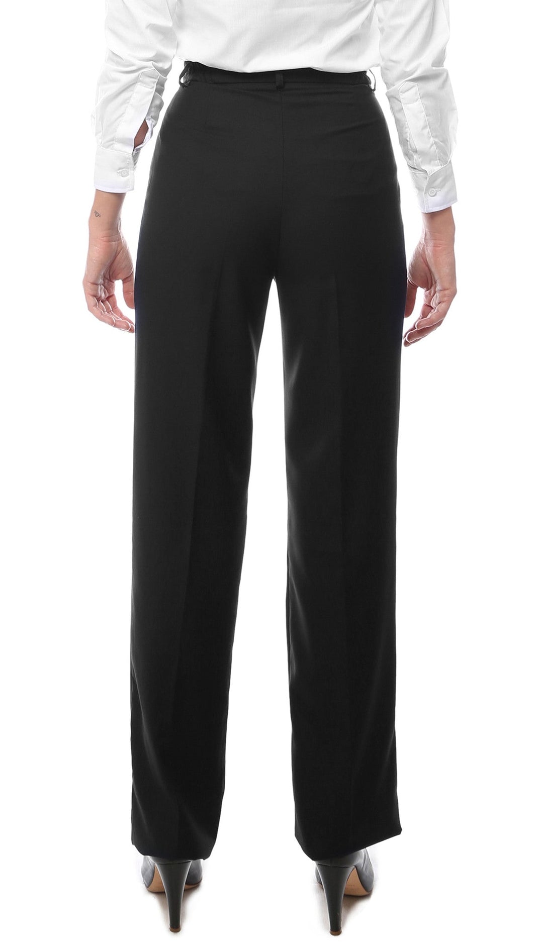 Womens A201 Black Elastic Waistband Dress Pants - FHYINC best men&